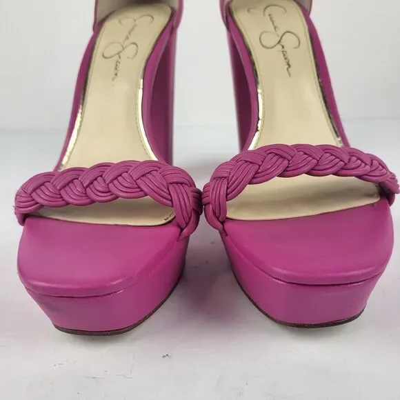 Jessica Simpson PEOMI Pink Open Toe 5" High Heel Platform Size 10M - Picture 9 of 12